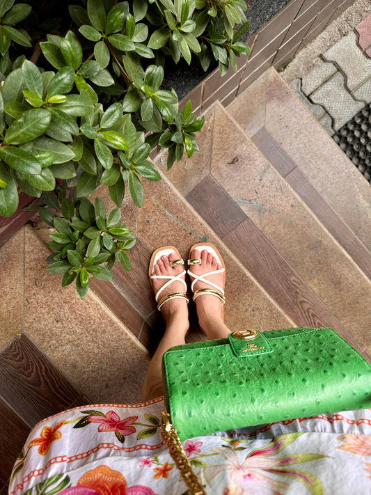 Iris White Strappy Flats