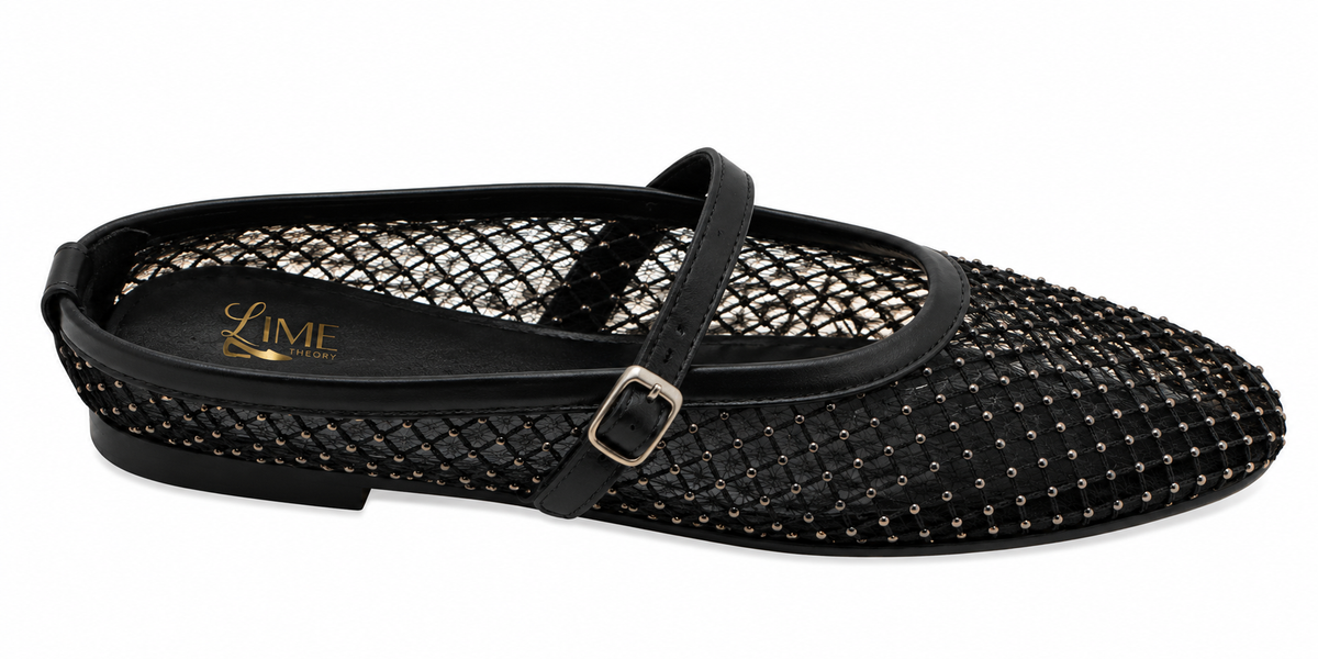 Mira Black Mesh Flats