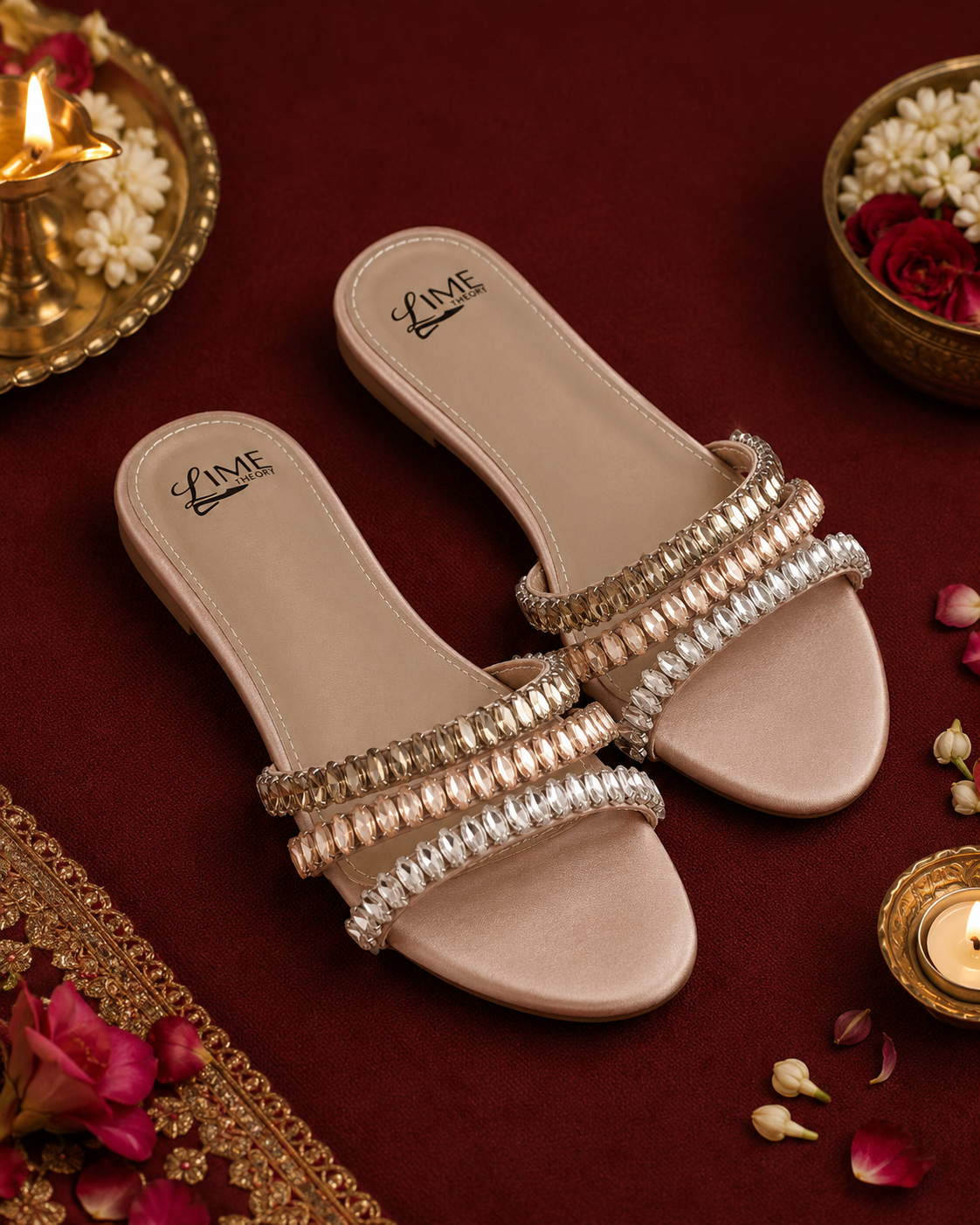 Tara Gold Crystal Flats