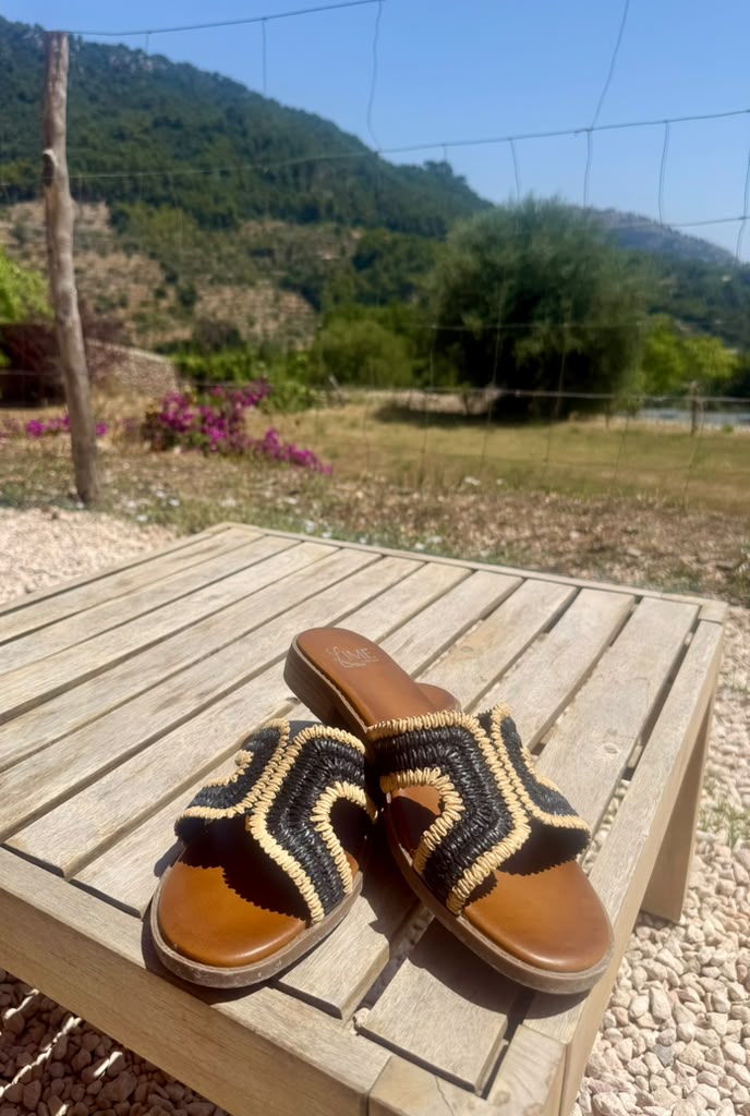 Zaria Black Crochet Flats