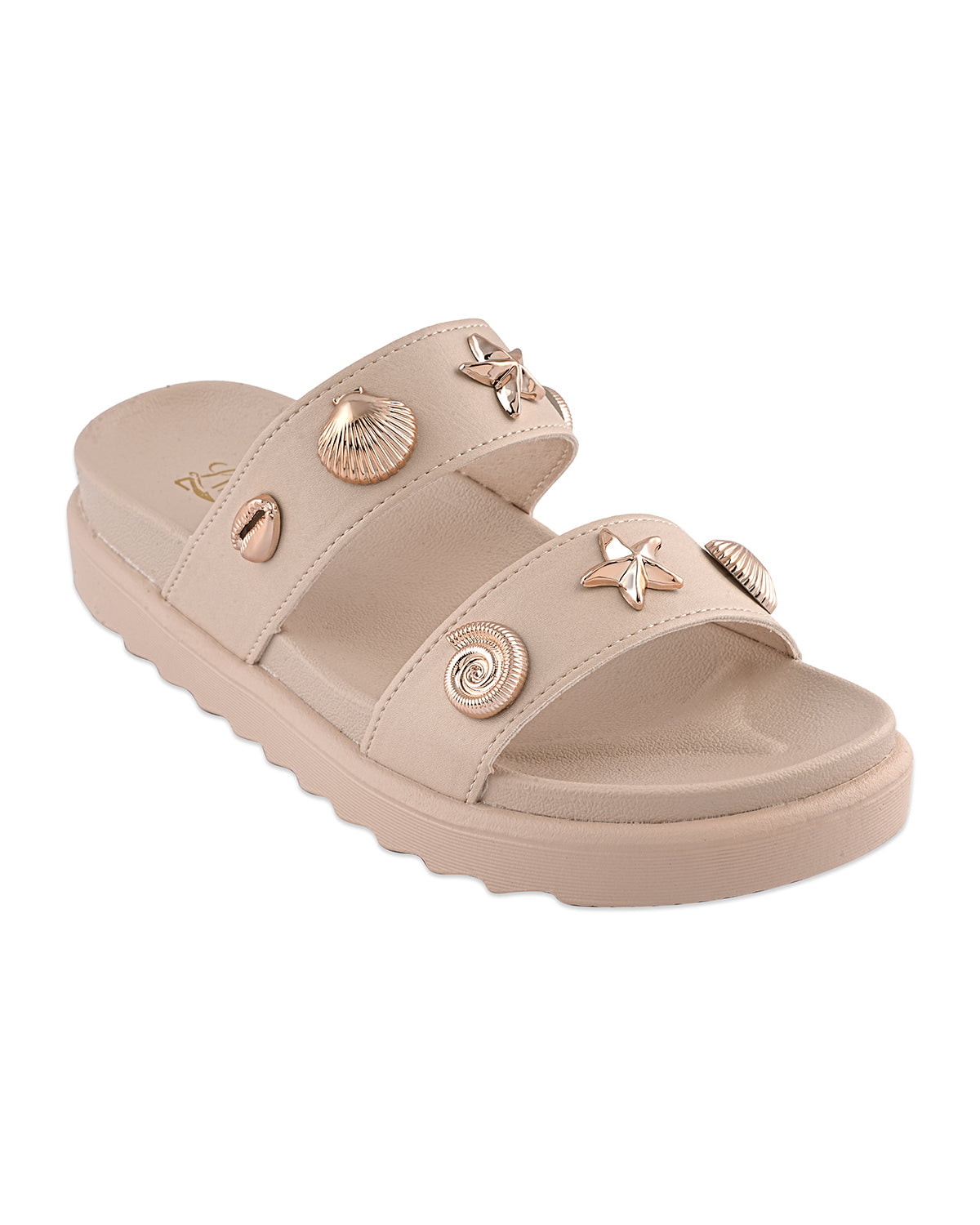 Rhea Beige Studded Wedge