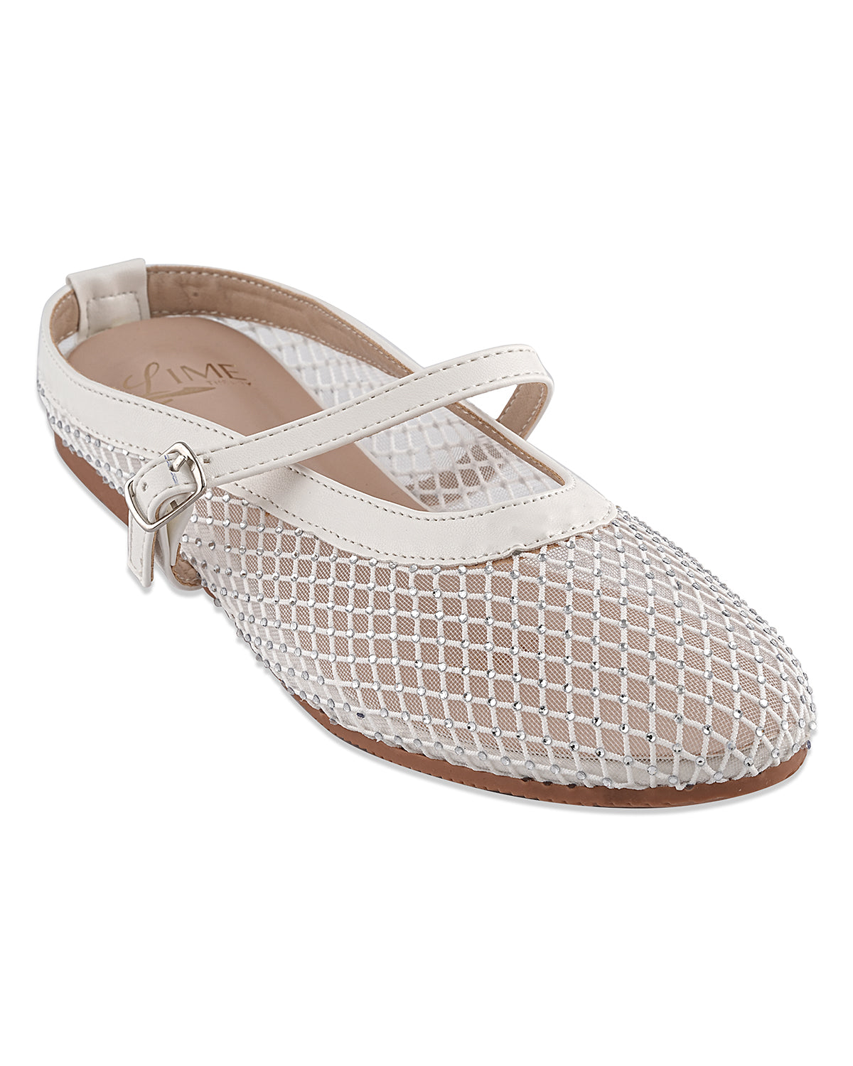 Mira White Mesh Belly Shoe