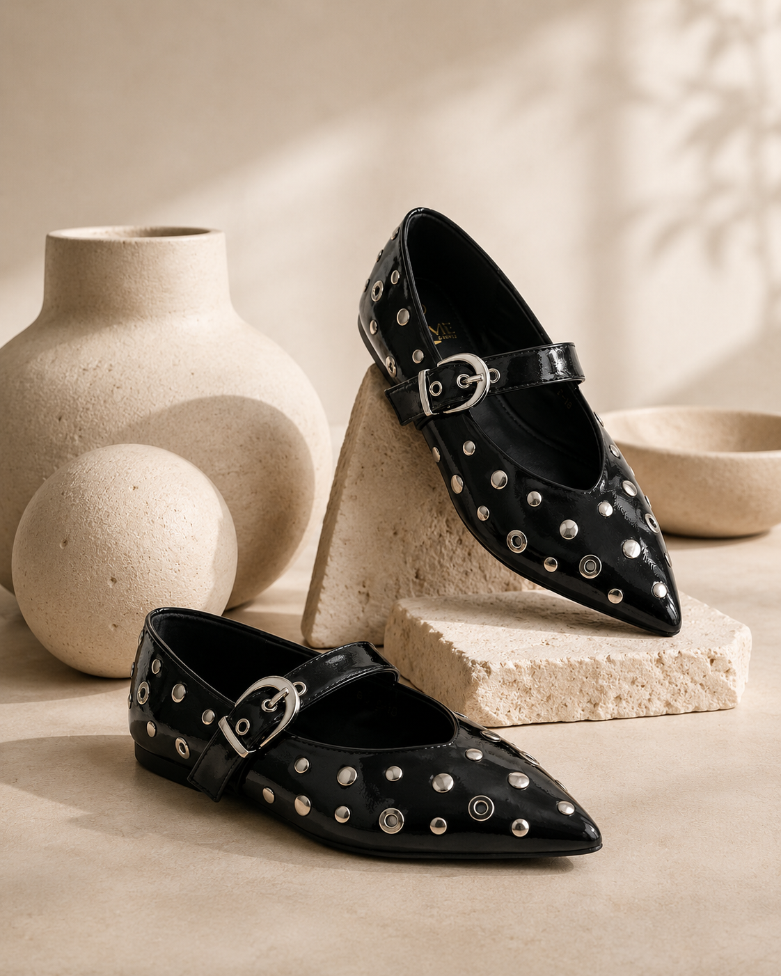 Ariana Black Embellished Belly Shoe
