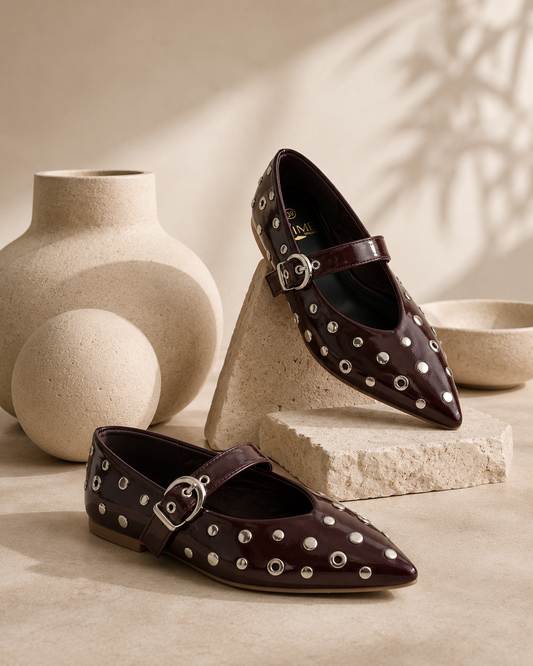 Ariana Maroon Embellished Belly Shoe