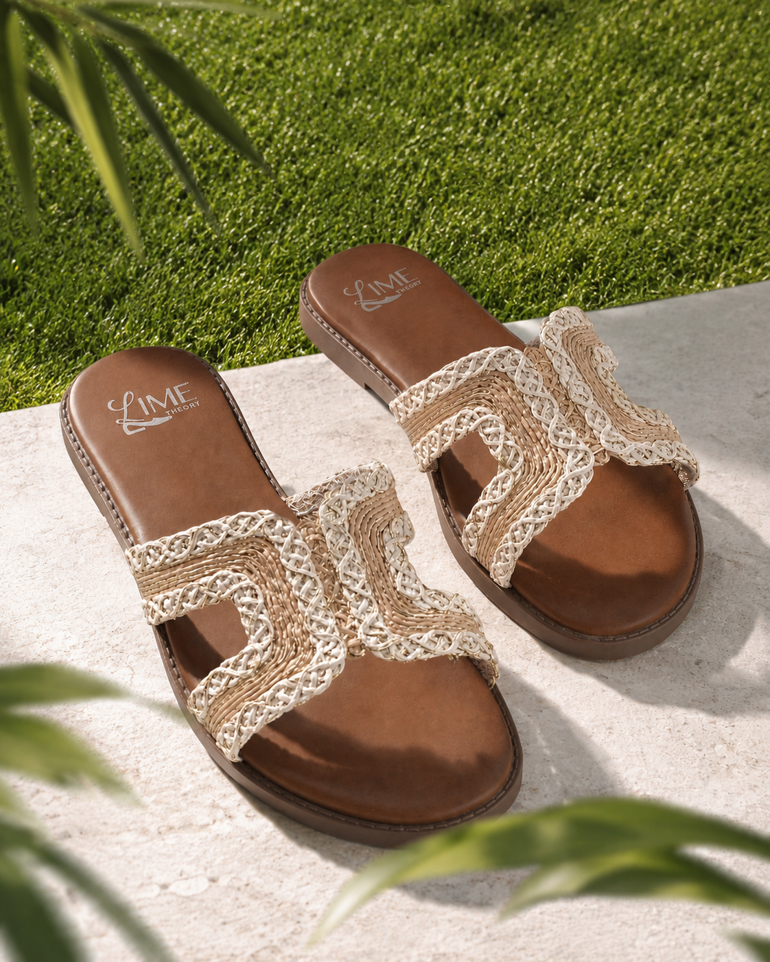 Elara Beige Lace Strap Flats