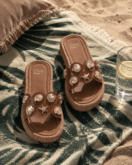 Flora Tan Bloom Flats