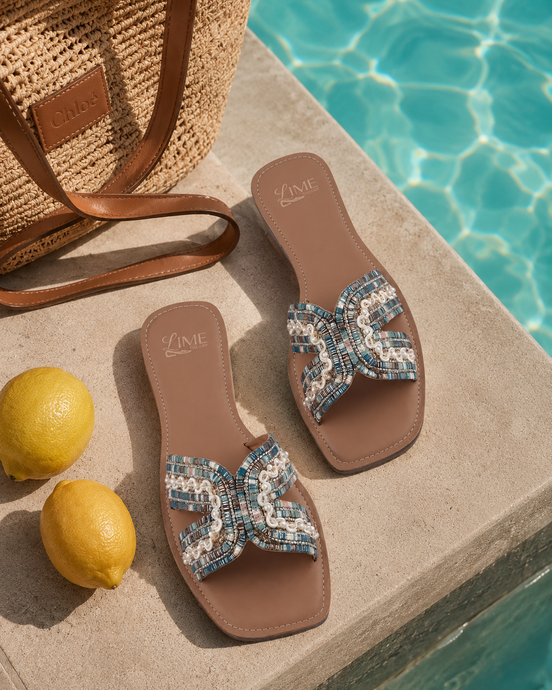 Luna Blue Multi Pearl Flats