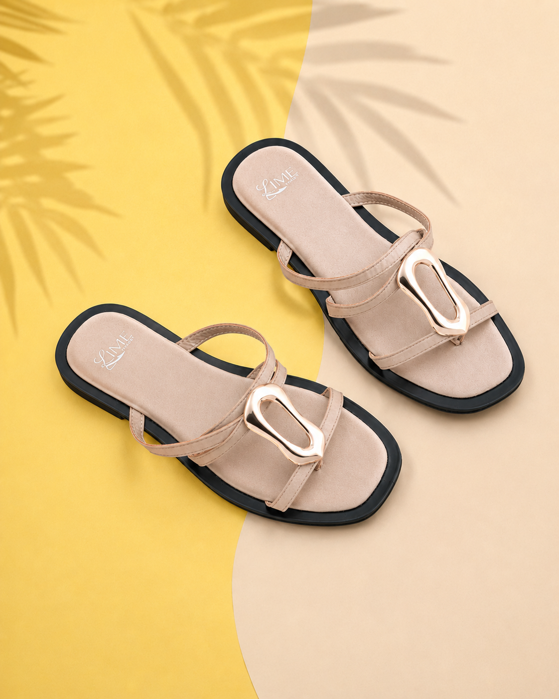 Marlow Beige Buckle Flats