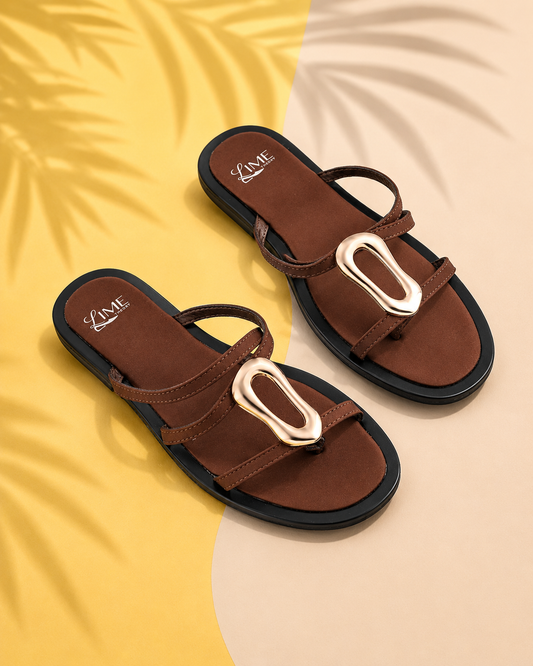 Marlow Coffee Buckle Flats