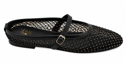 Mira Black Mesh Flats