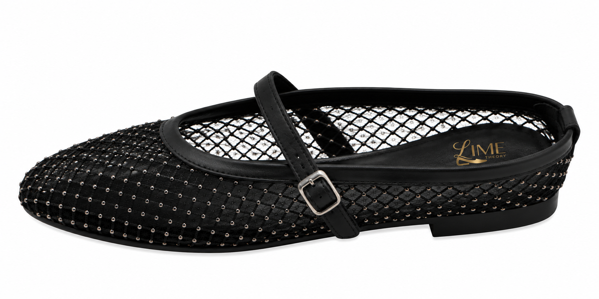 Mira Black Mesh Flats
