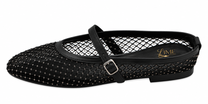Mira Black Mesh Flats