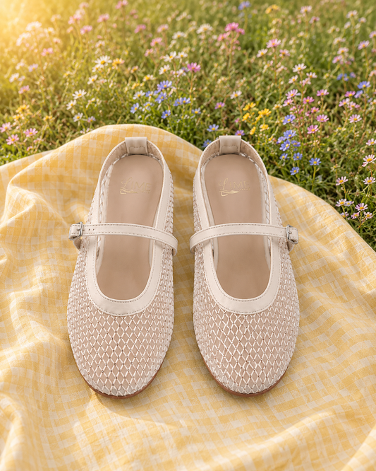 Mira Beige Mesh Belly Shoe