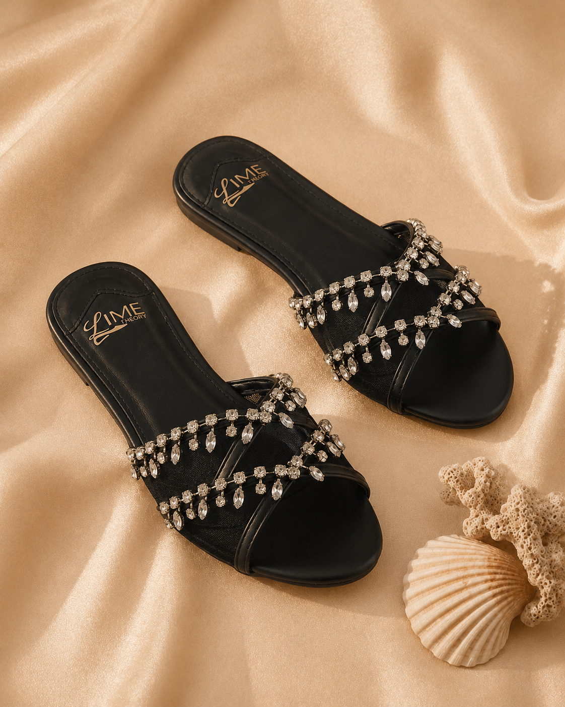 Noor Black Embellished Flats