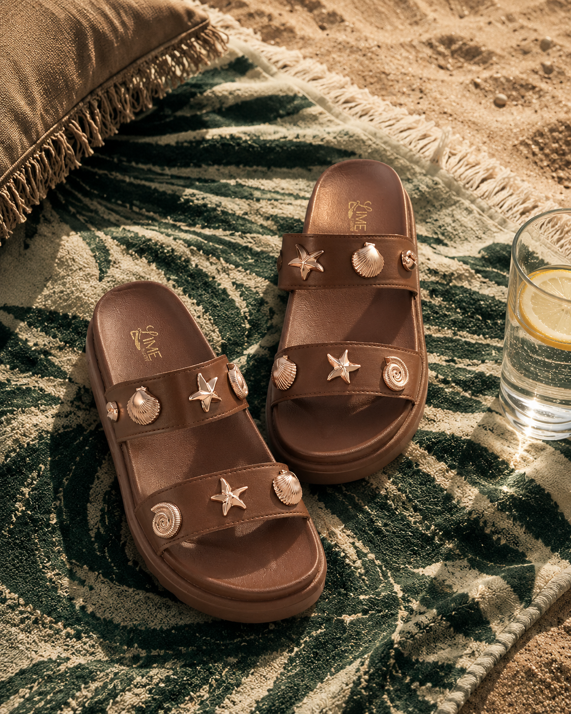 Rhea Tan Studded Wedge