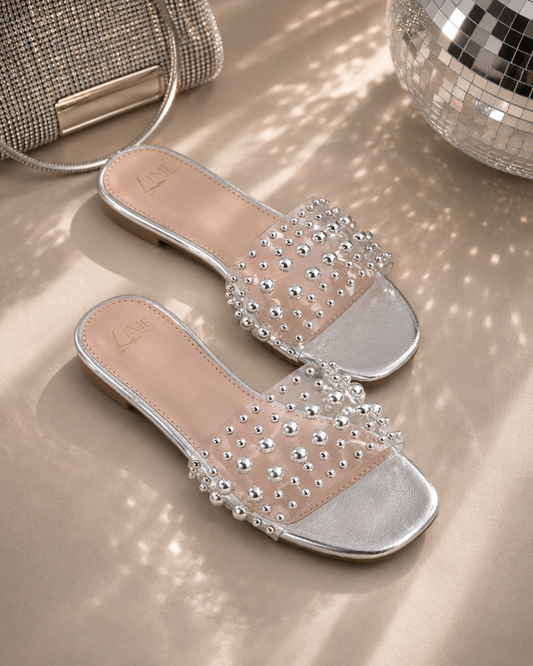 Starlet Silver Studded Flats