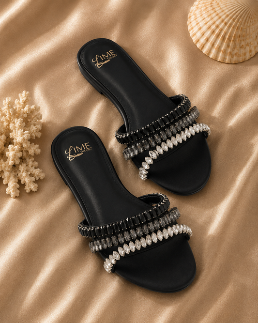 Tara Black Chain Flats
