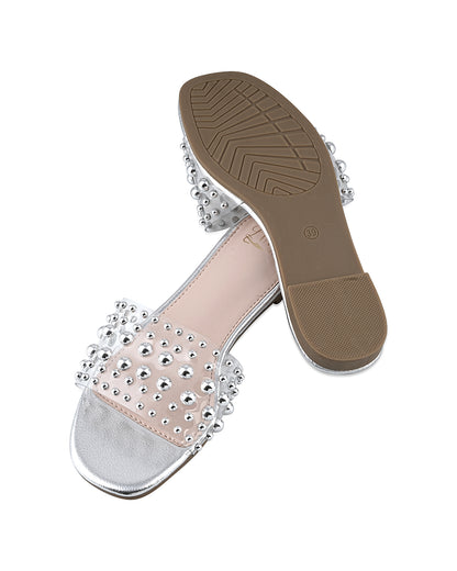 Starlet Silver Studded Flats