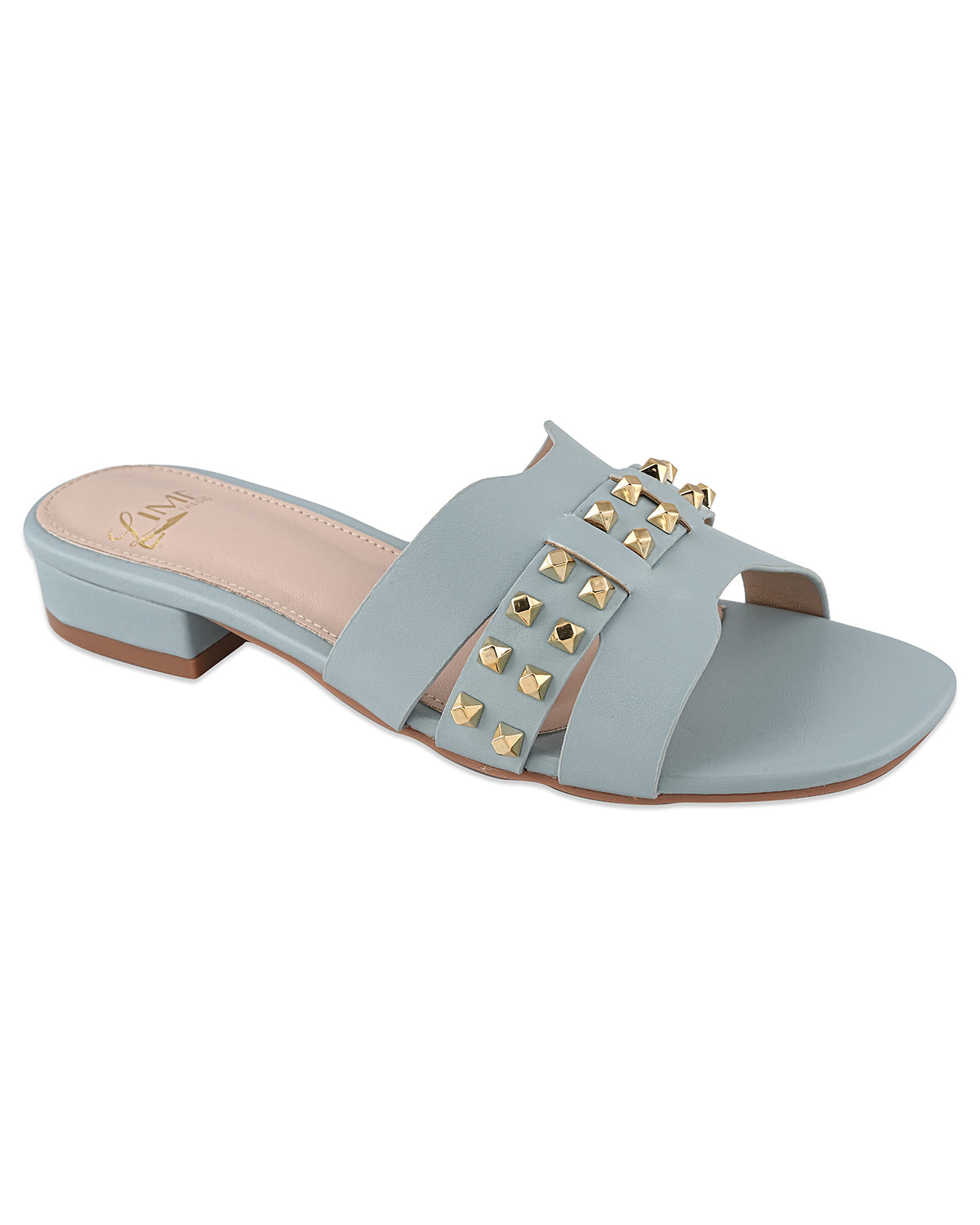 Liva Blue Studded Block Heel