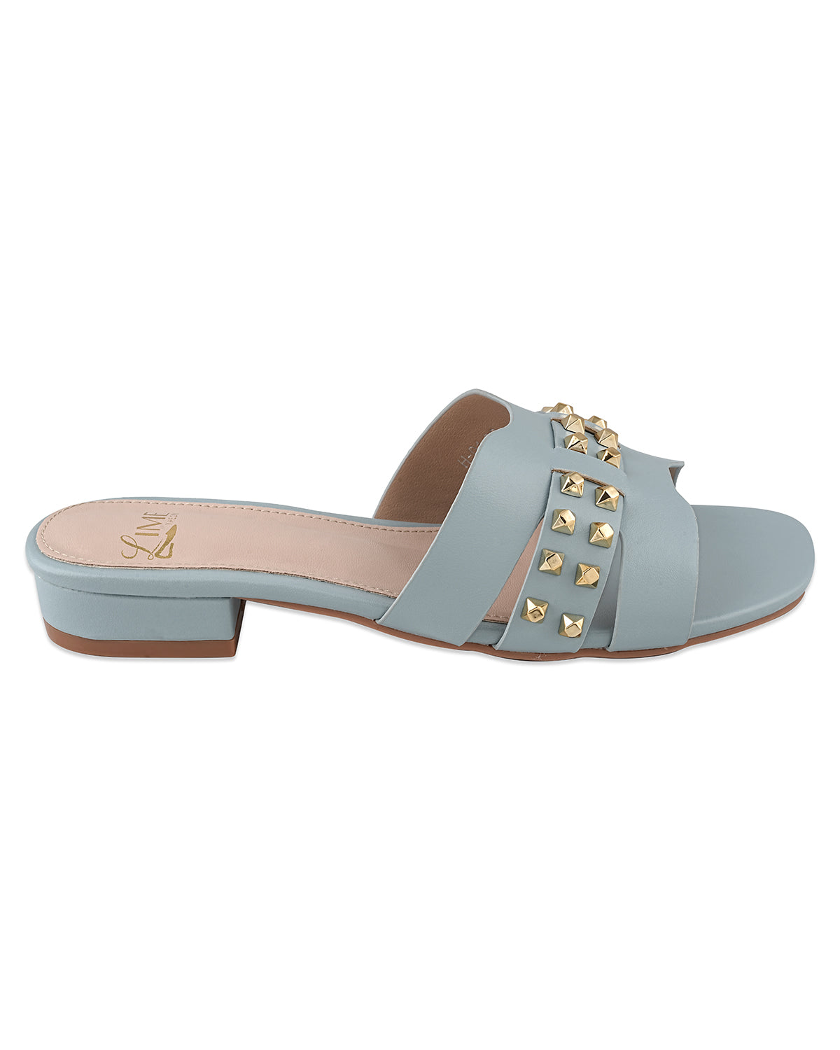 Liva Blue Studded Block Heel