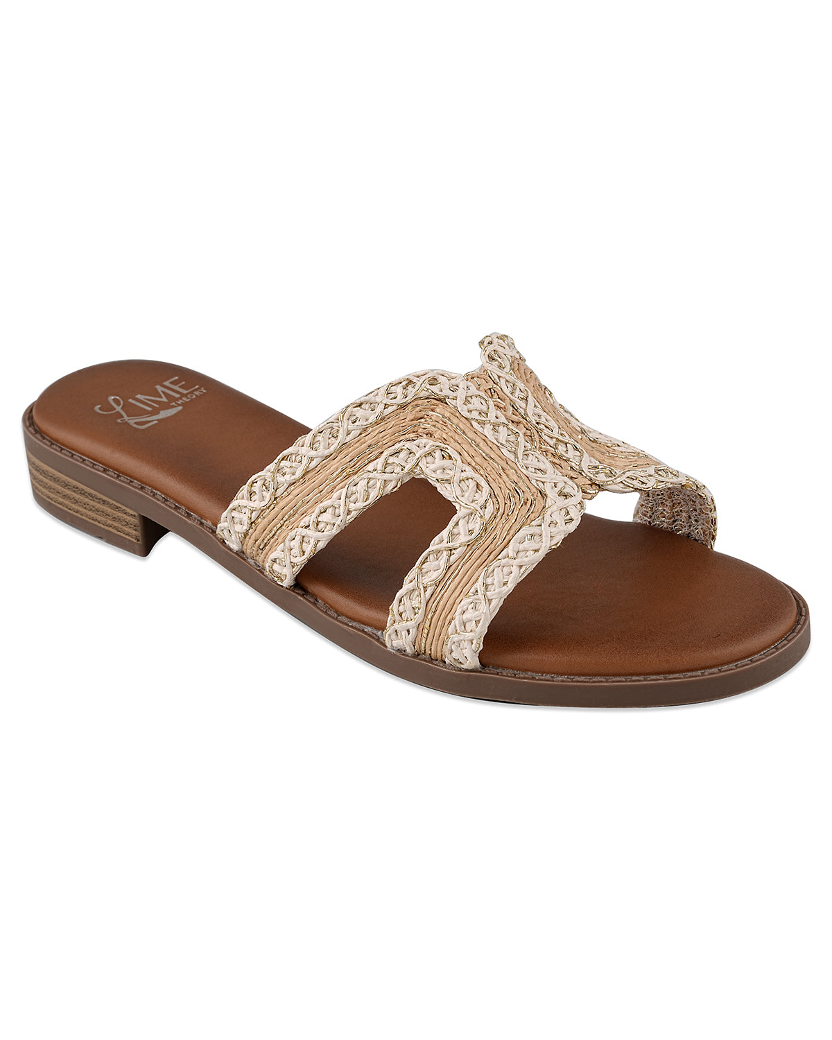 Elara Beige Lace Strap Flats