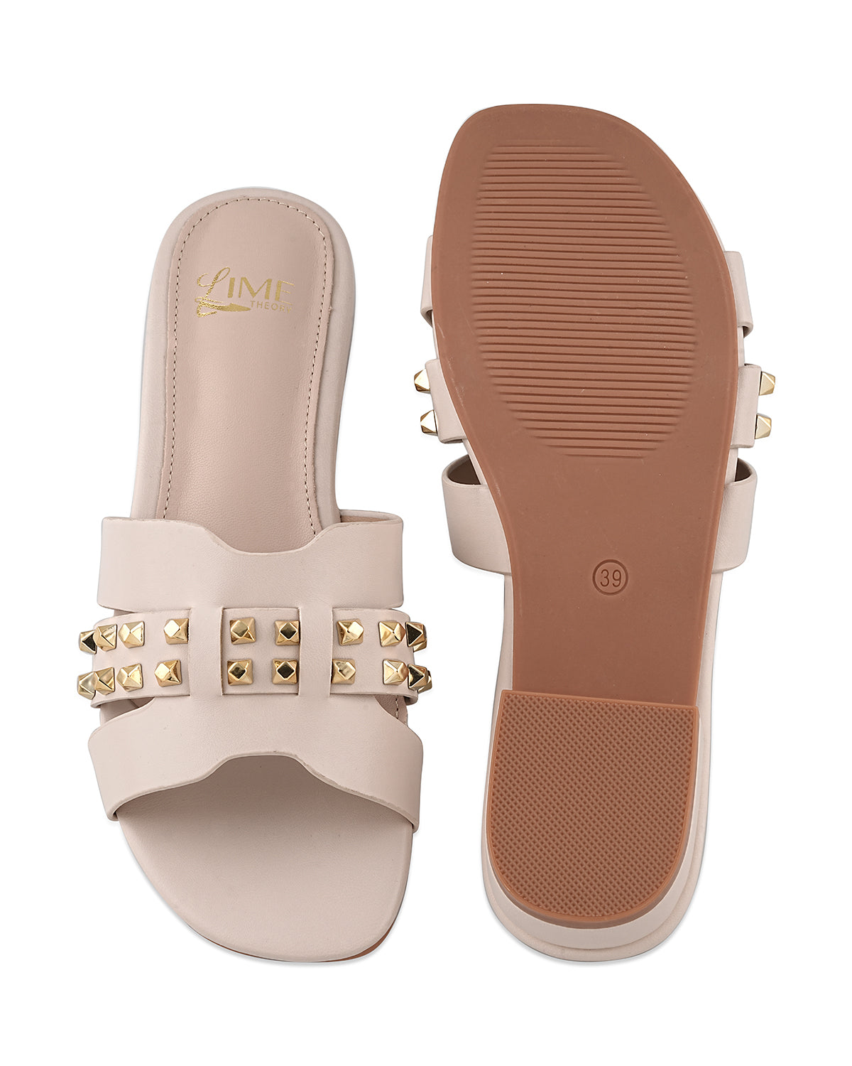 Liva White Studded Block Heel