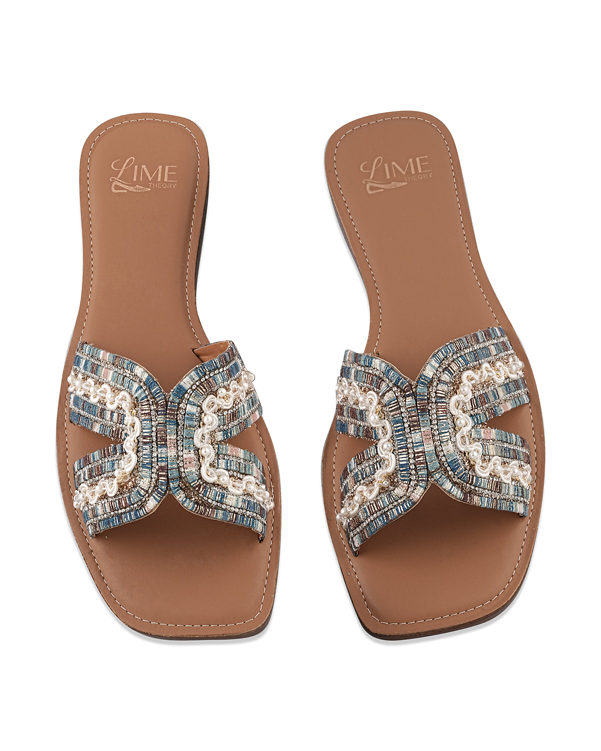 Luna Blue Multi Pearl Flats