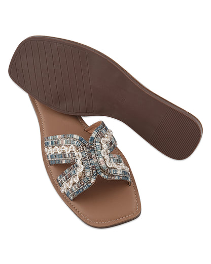 Luna Blue Multi Pearl Flats