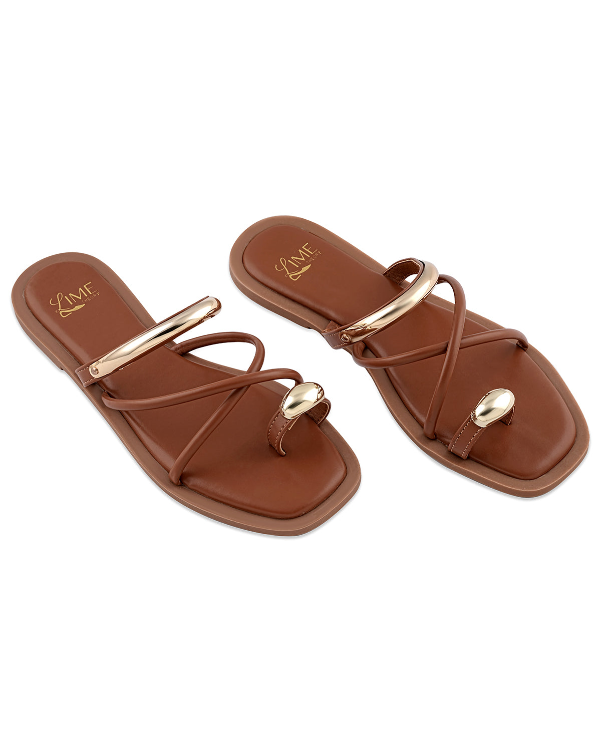 Iris Gold Strappy Flats