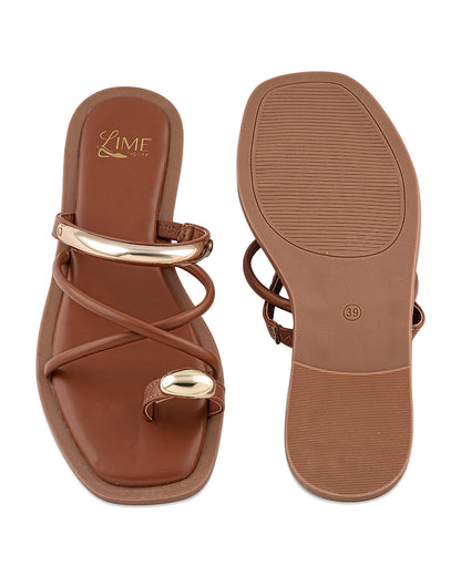 Iris Gold Strappy Flats