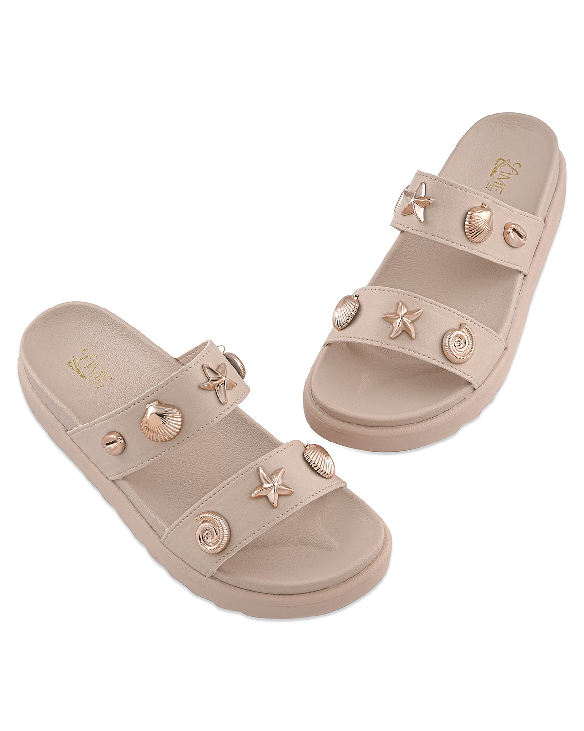 Rhea Beige Studded Wedge