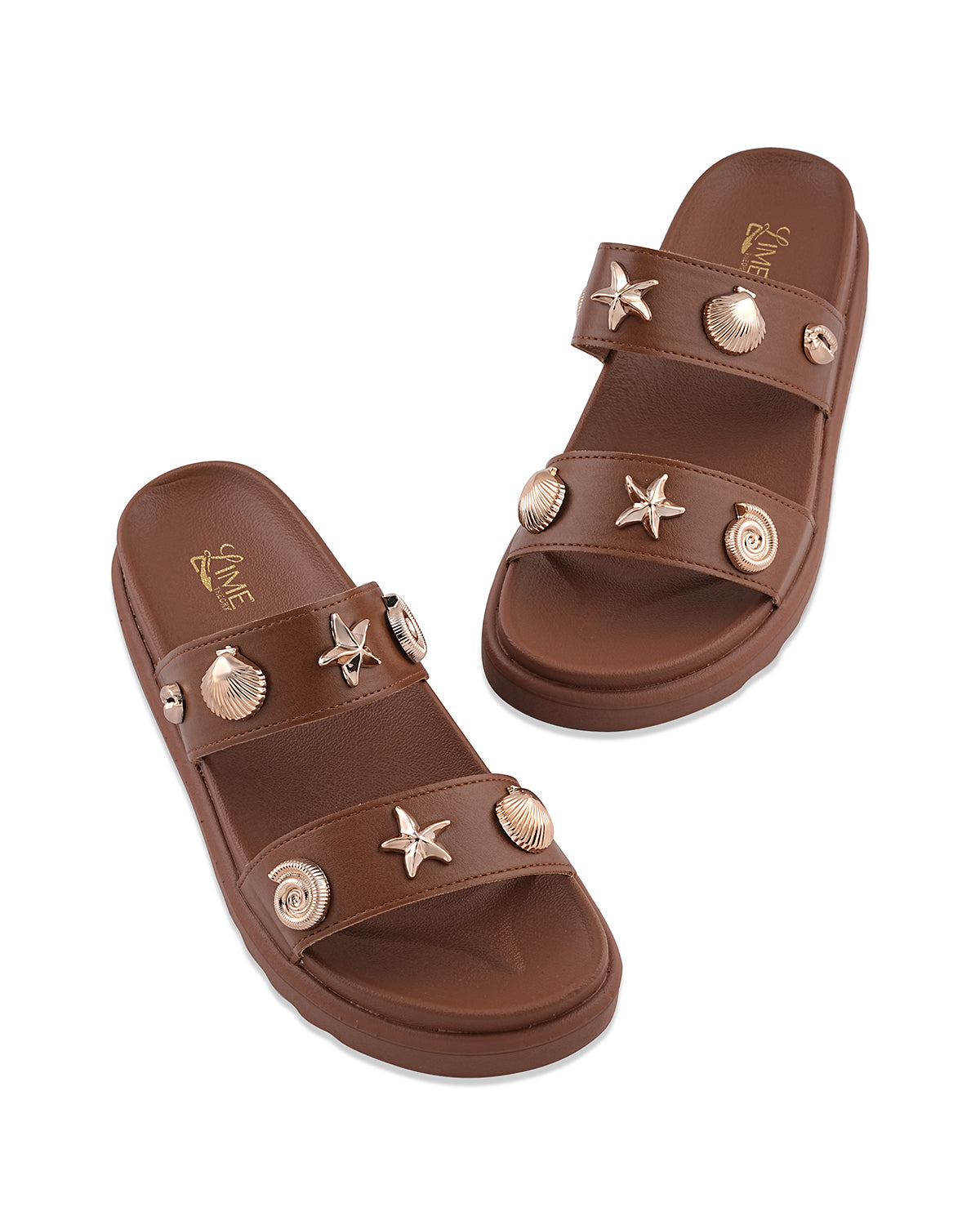 Rhea Tan Studded Wedge