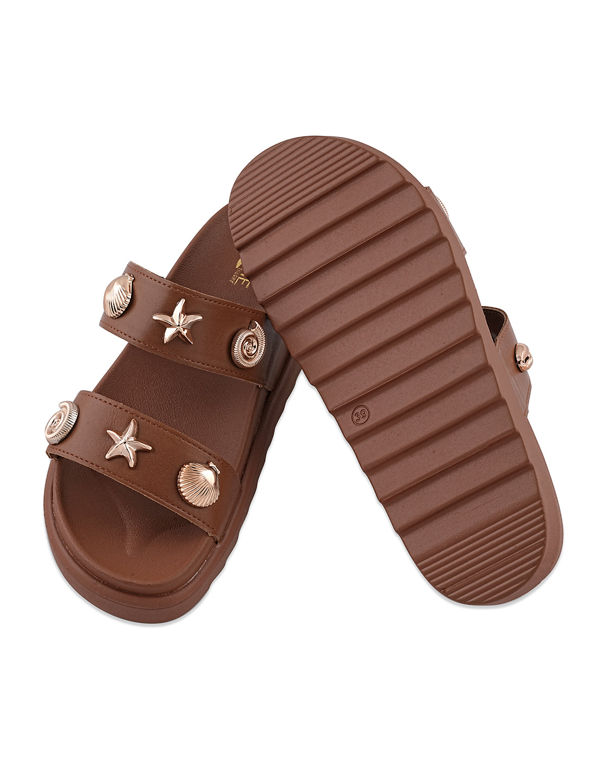Rhea Tan Studded Wedge