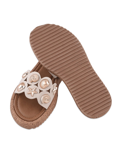 Flora Beige Bloom Flats