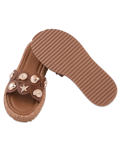 Flora Tan Bloom Flats