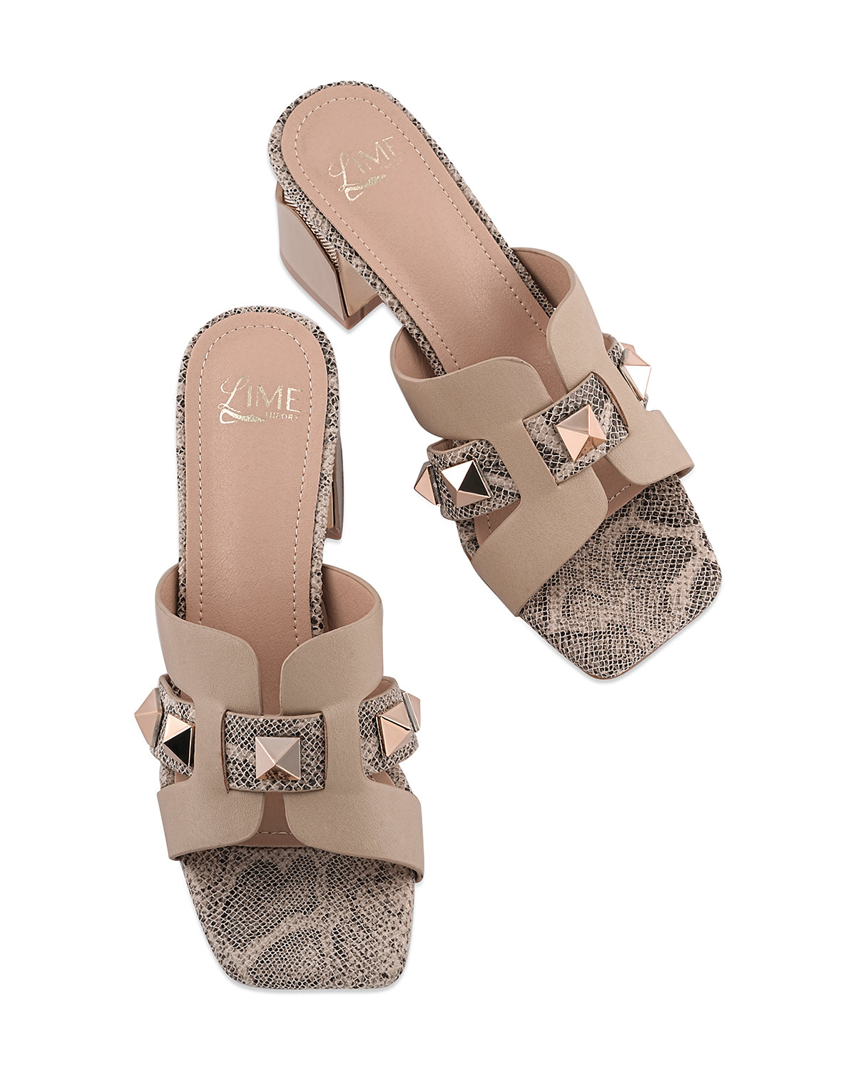 Maya Beige Buckle Block Heel