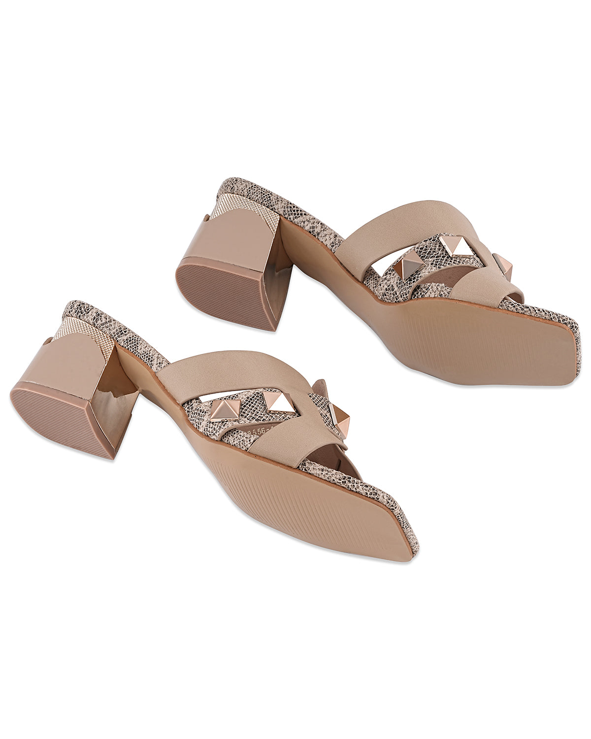 Maya Beige Buckle Block Heel