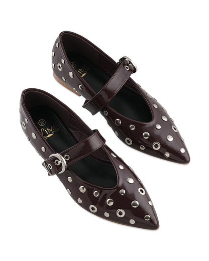 Ariana Maroon Embellished Belly Shoe