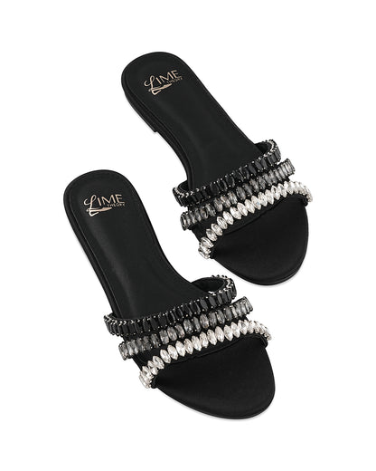 Tara Black Chain Flats