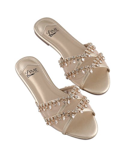Noor Gold Embellished Flats
