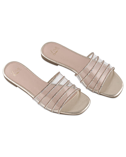 Aurora Clear Gold Strap Flats
