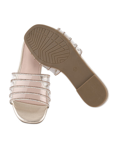 Aurora Clear Gold Strap Flats