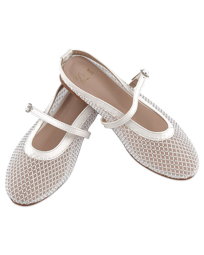 Mira White Mesh Belly Shoe