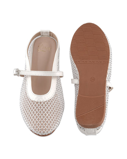 Mira White Mesh Belly Shoe