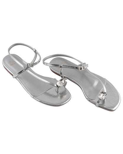 Nysa Silver Metallic Flats
