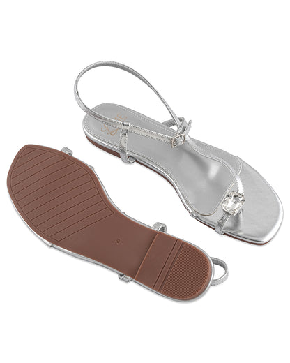 Nysa Silver Metallic Flats