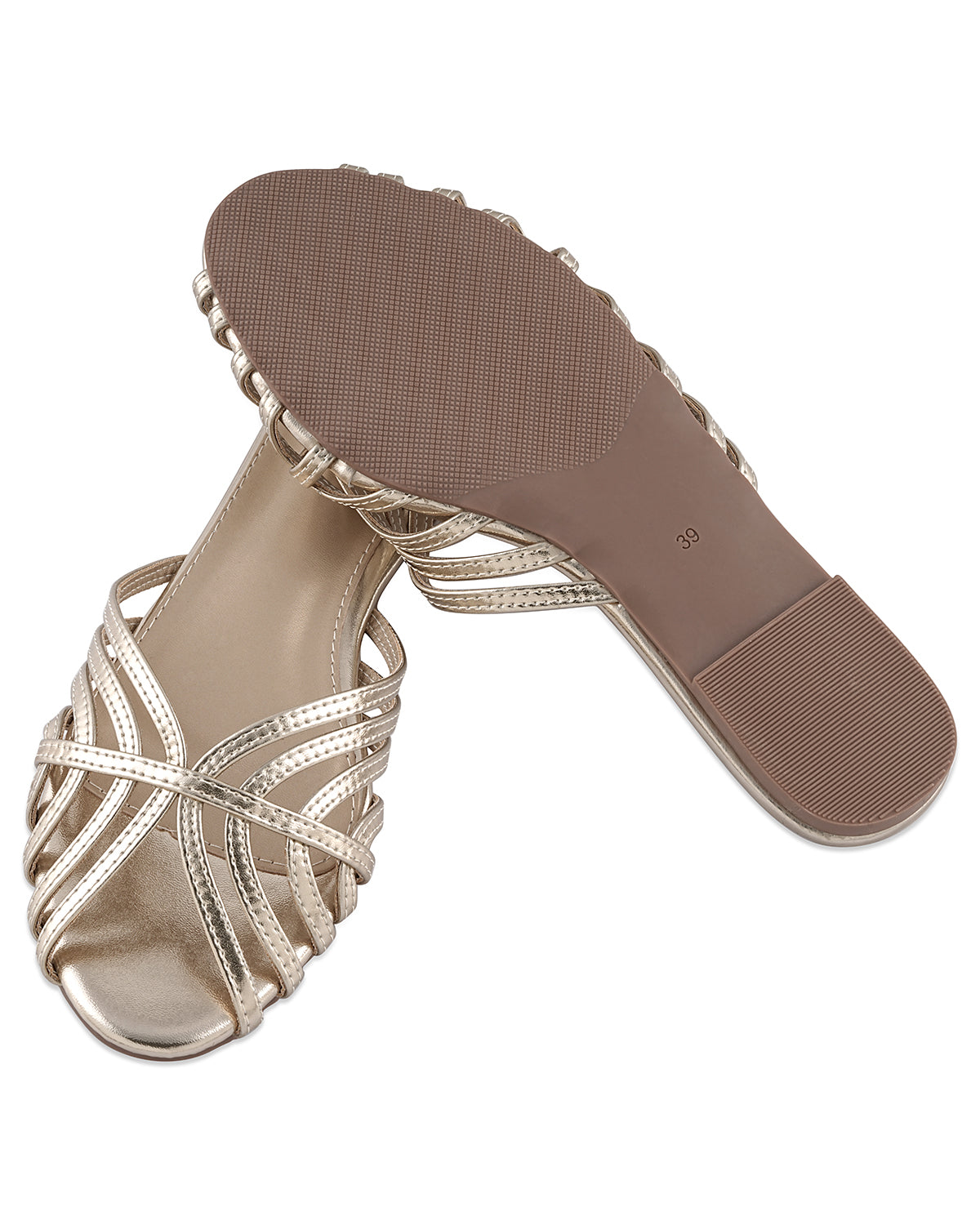 Brisk Gold Strappy Flats