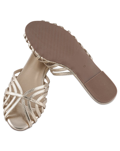 Brisk Gold Strappy Flats