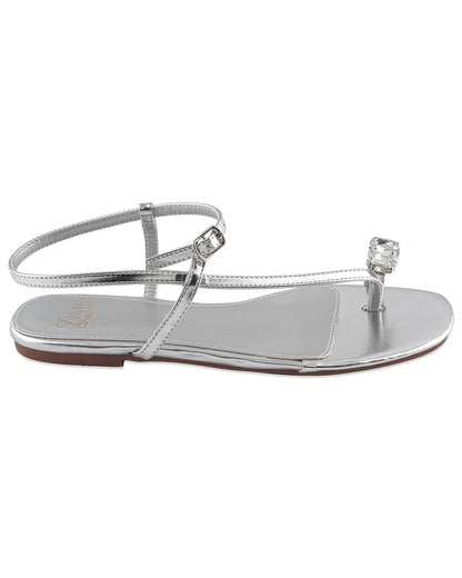 Nysa Silver Metallic Flats