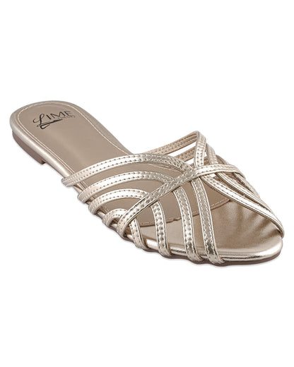 Brisk Gold Strappy Flats